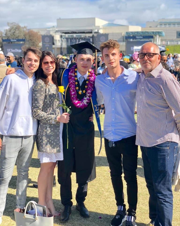 James Kennedy with father Andros, mother Jacqueline and brothers Harry and Dylan