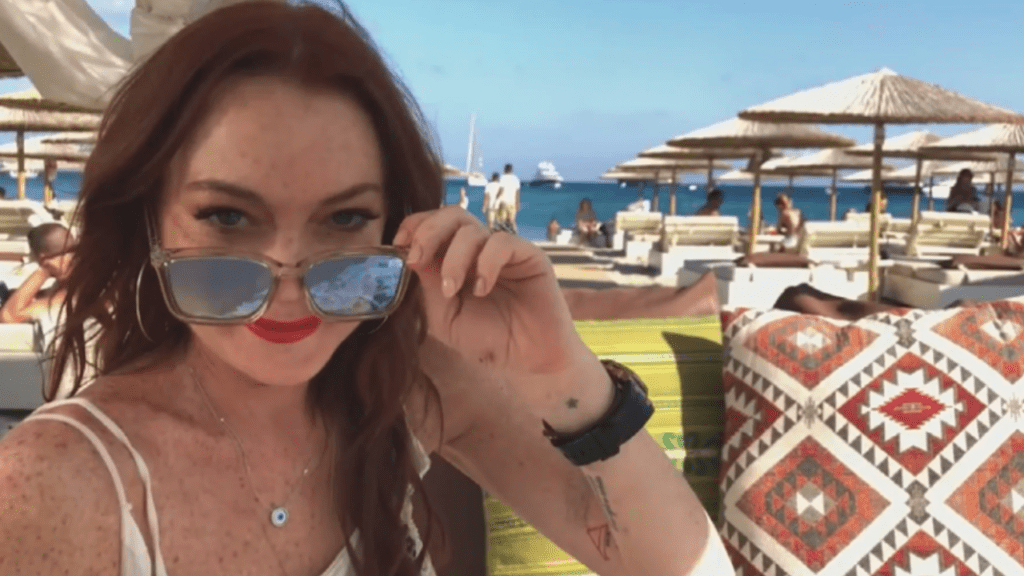 Lindsay Lohan at her Mykonos Beach Club