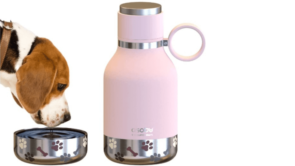 Asobu Dog Bowl Attached to Stainless Steel Insulated Travel Bottle 33 oz