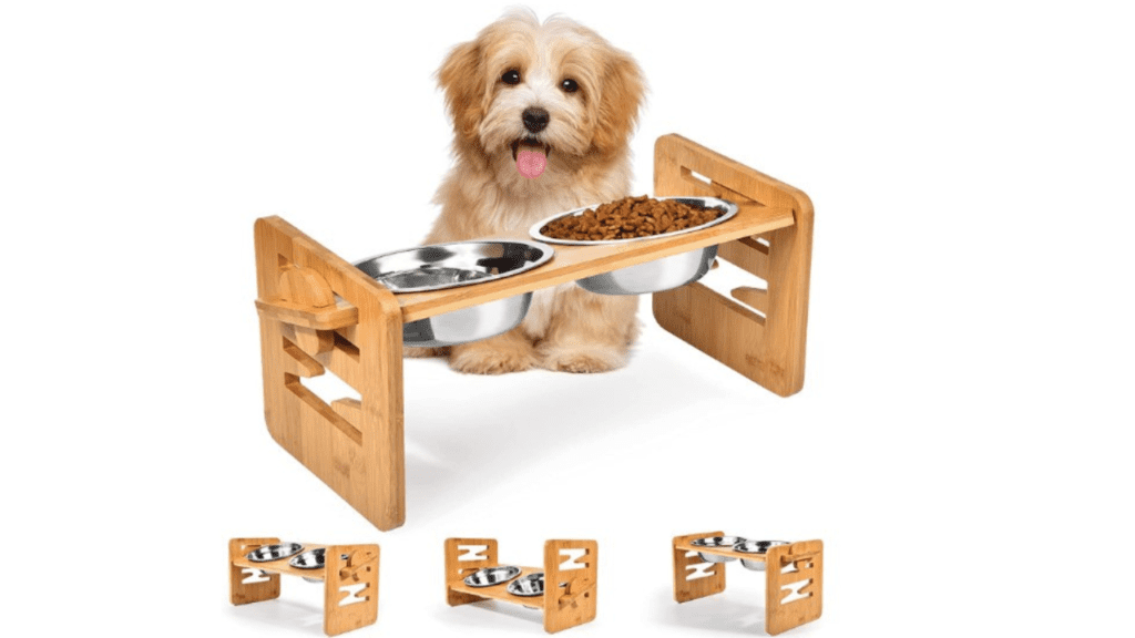 Raised Tilted Dog Feeder with 2 Stainless Steel Bowls