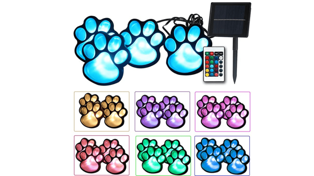 Solar Paw Print Lights,16 Color Changing Outdoor Pet Lights with Remote