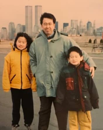 Bowen Yang at his early age with his father and sibling.