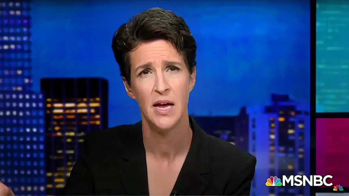 Rachel Maddow as a tv news reporter in MSNBC