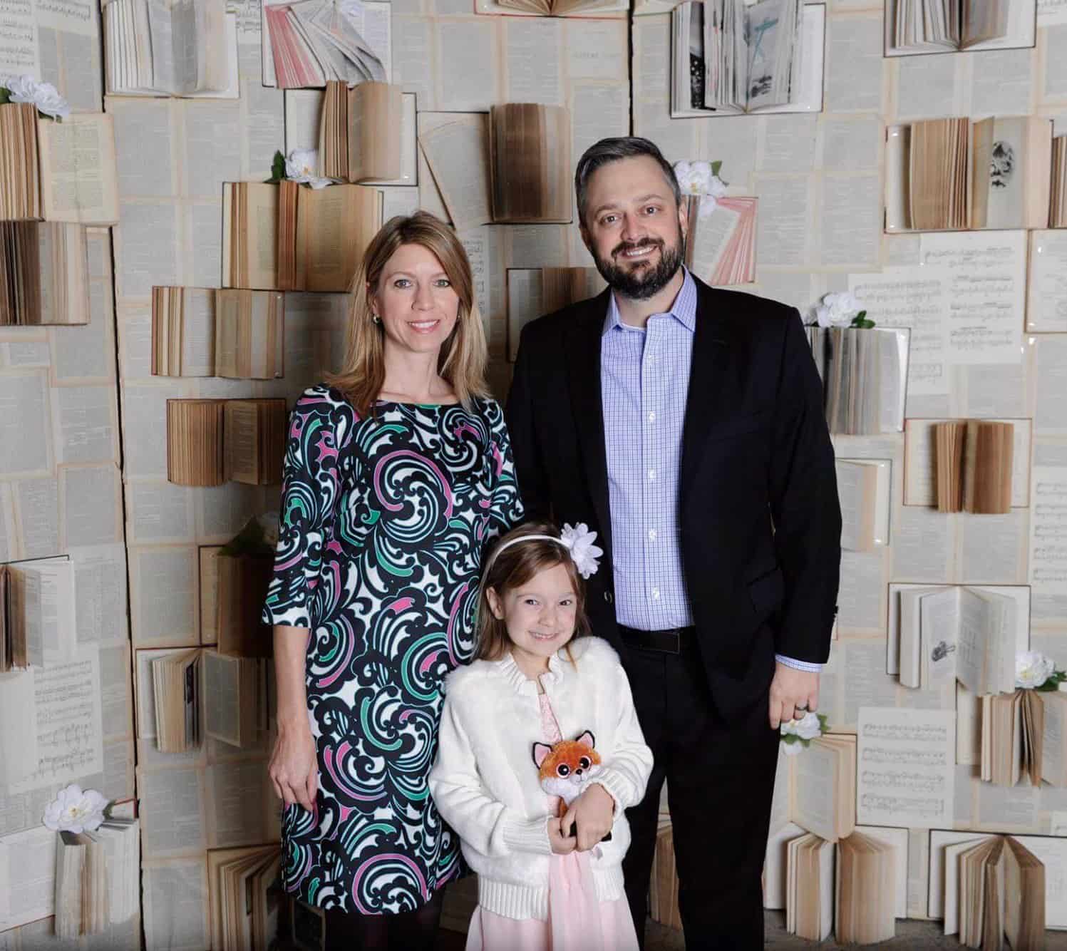 Nate Bargatze with his wife and daughter