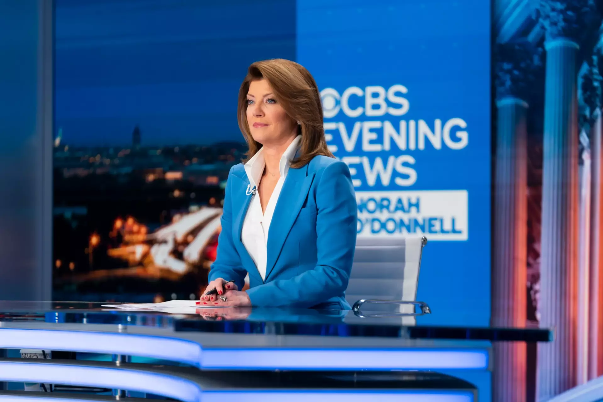 Norah O'Donnell doing her job as TV News Reporter in CBS Evening News