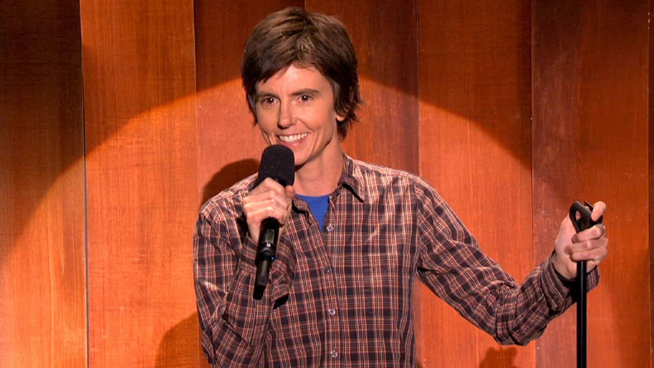 Tig Notaro performing a stand-up comedy