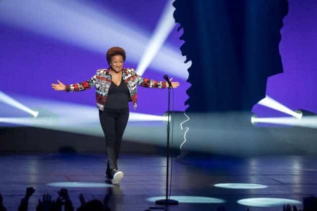 Wanda Sykes performing a stand-up comedy