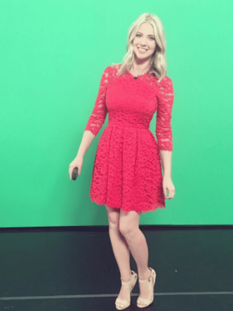 Beautiful in Red Dress Evelyn Taft (weather girl)