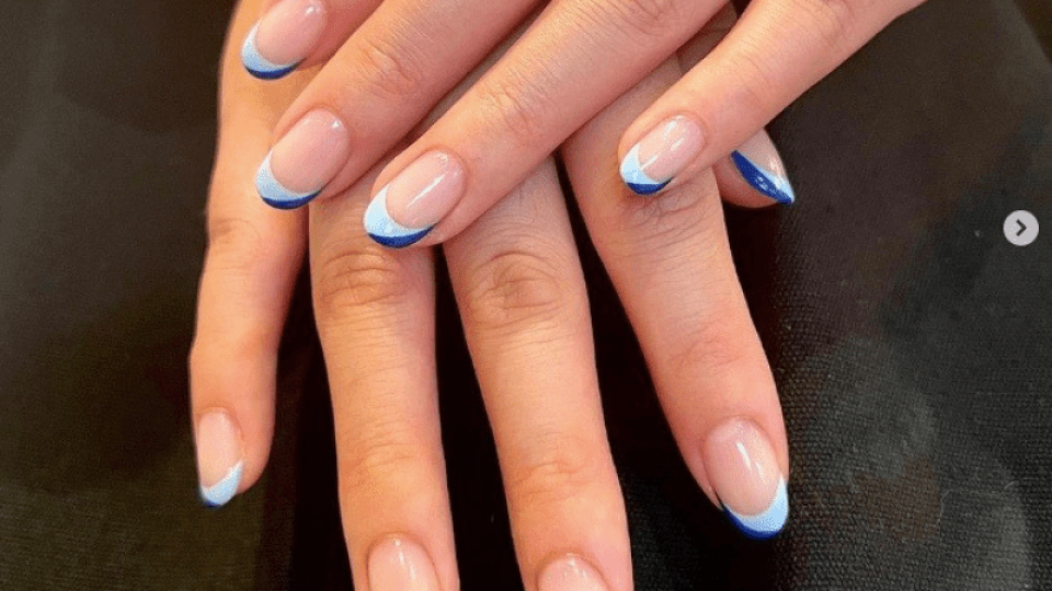 blue french tip nails featured image