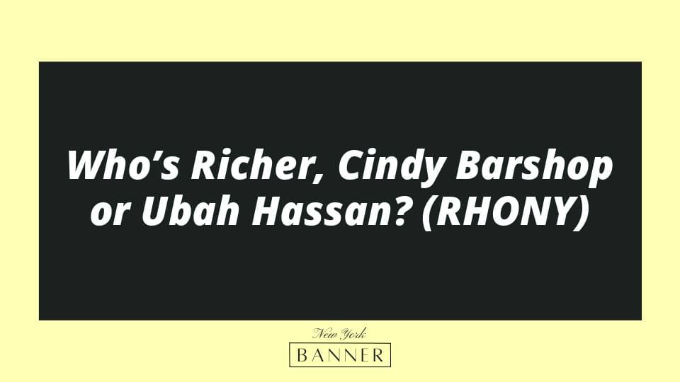 Who’s Richer, Cindy Barshop or Ubah Hassan? (RHONY)